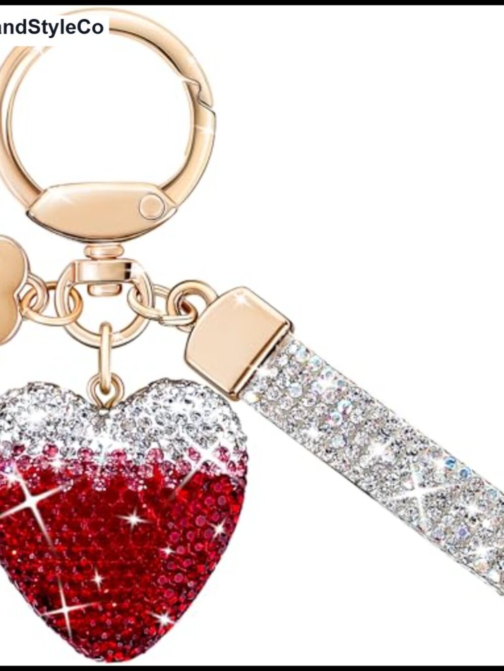 Rhinestone Heart Keychain Purse Charm Wristlet Sparkly Rhinestone Metal